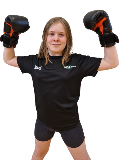 Young Girl Wearing Boxercise Gloves